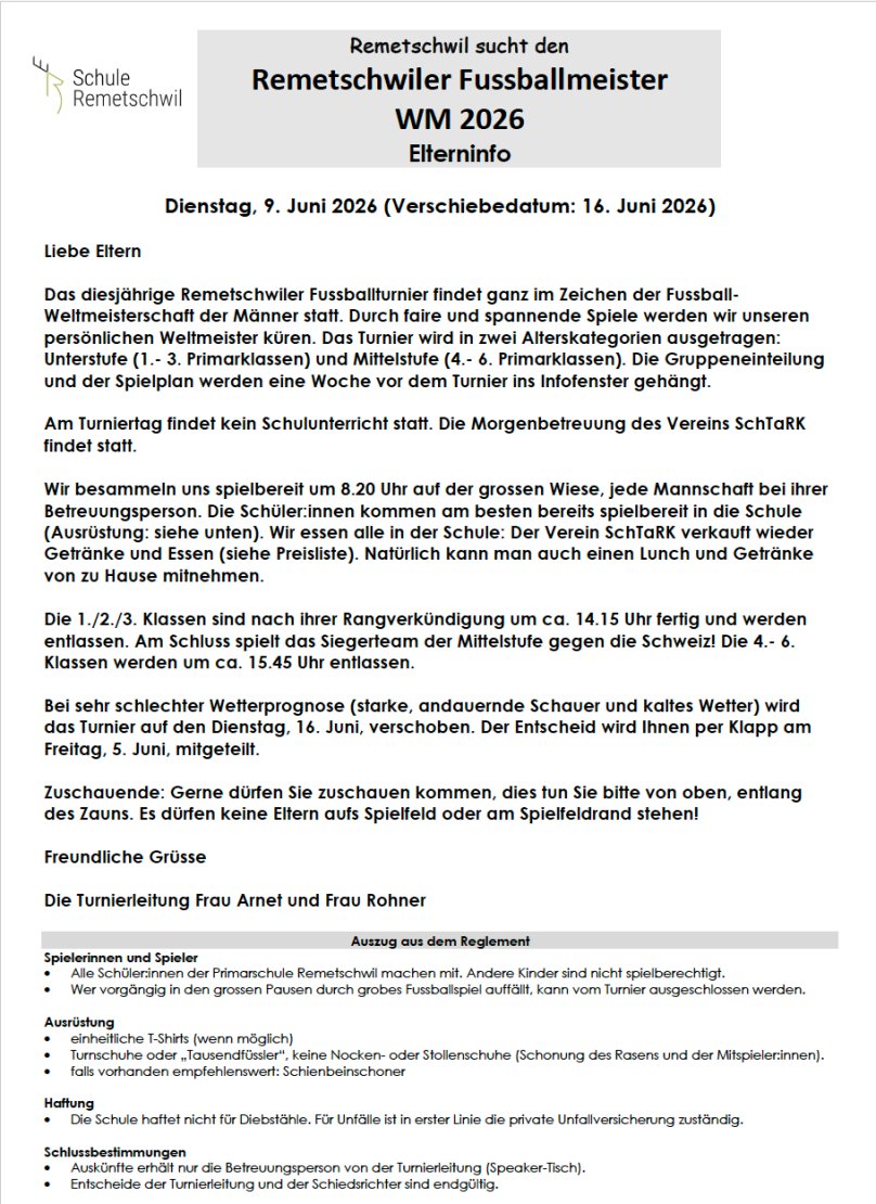 Aktuelle Schulanlässe